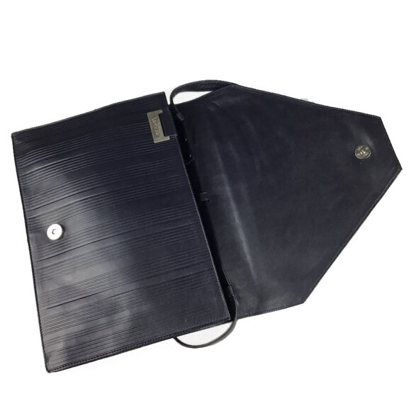 Gianni Versace Vintage Black Ribbed Leather Convertible Shoulder Bag - Picture 7 of 15